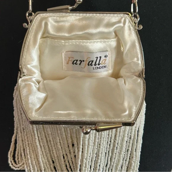 Farfalla London Elegant White Beaded Evening Bag - Picture 7 of 9